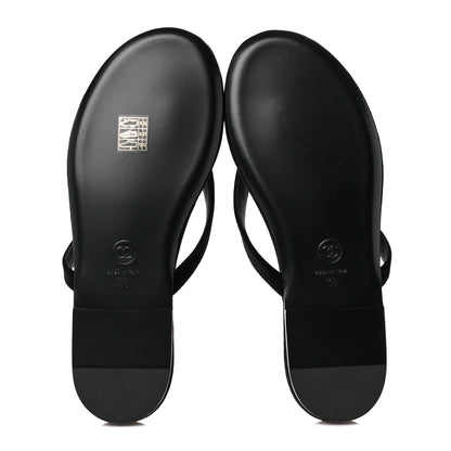 Chanel Velvet Crystal CC Thong Sandals 38 Black 5 of 8