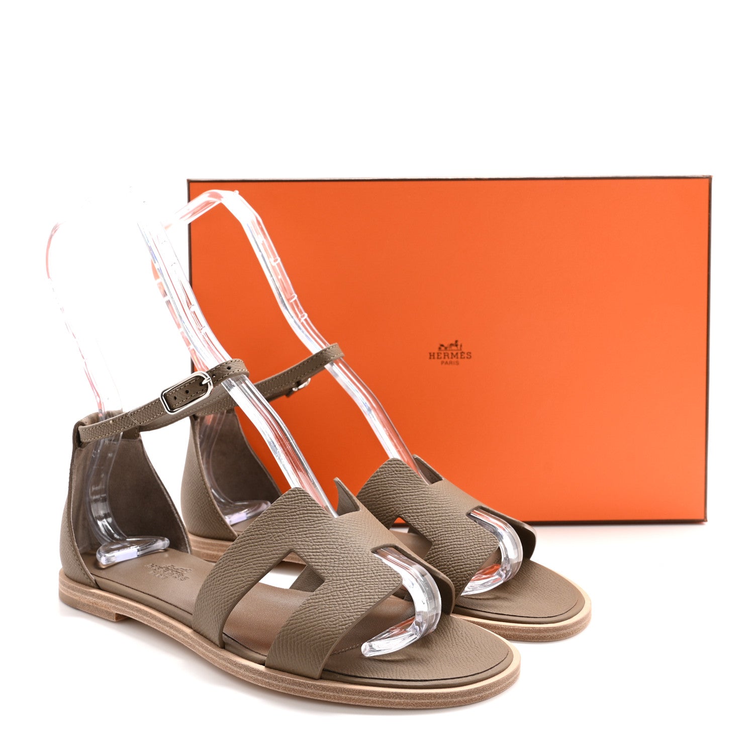 Hermes Epsom Santorini Sandals 37 Etoupe 9 of 9