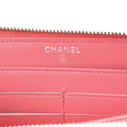 Chanel Caviar Chevron Large Gusset Zip Around Wallet Pink 6 of 9
