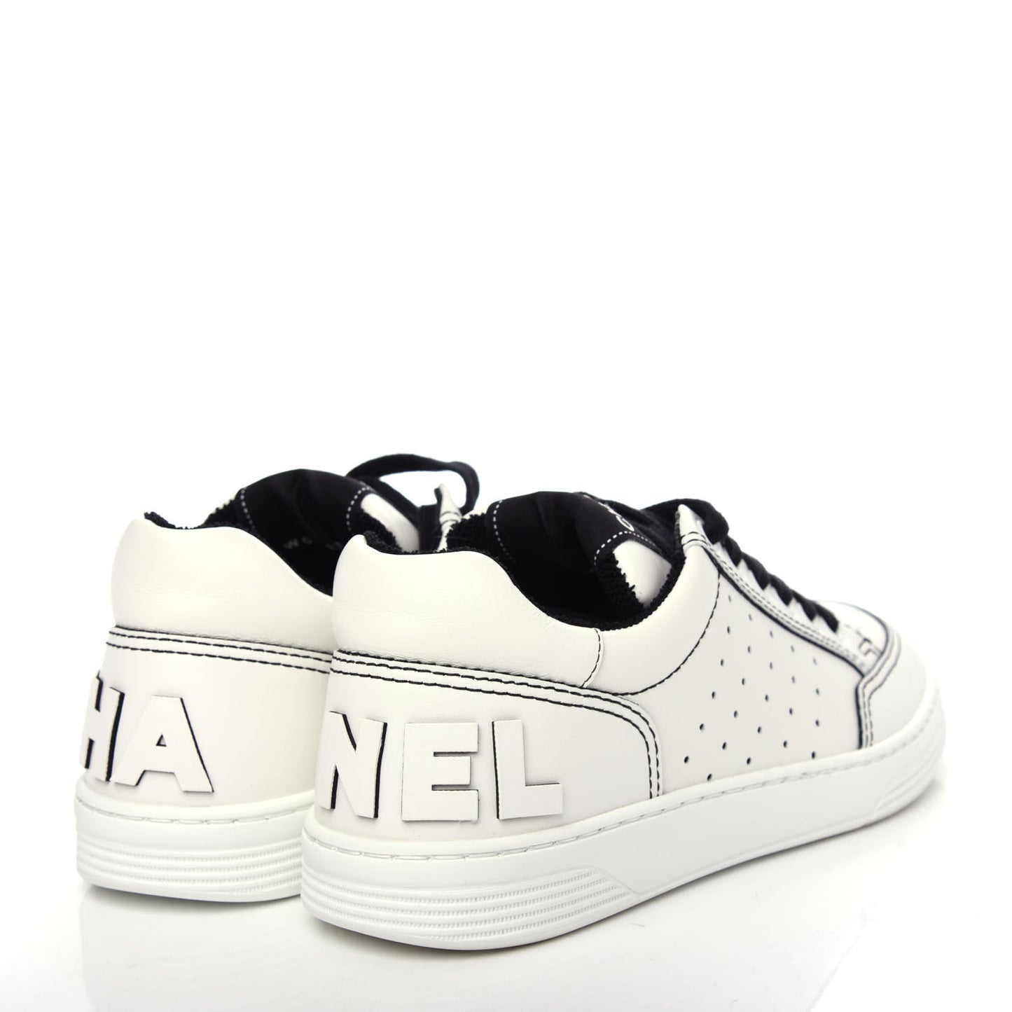 Calfskin Womens Logo Sneakers 36.5 White Black