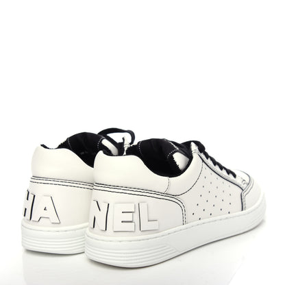 Chanel Calfskin Womens Logo Sneakers 36.5 White Black 4 of 11