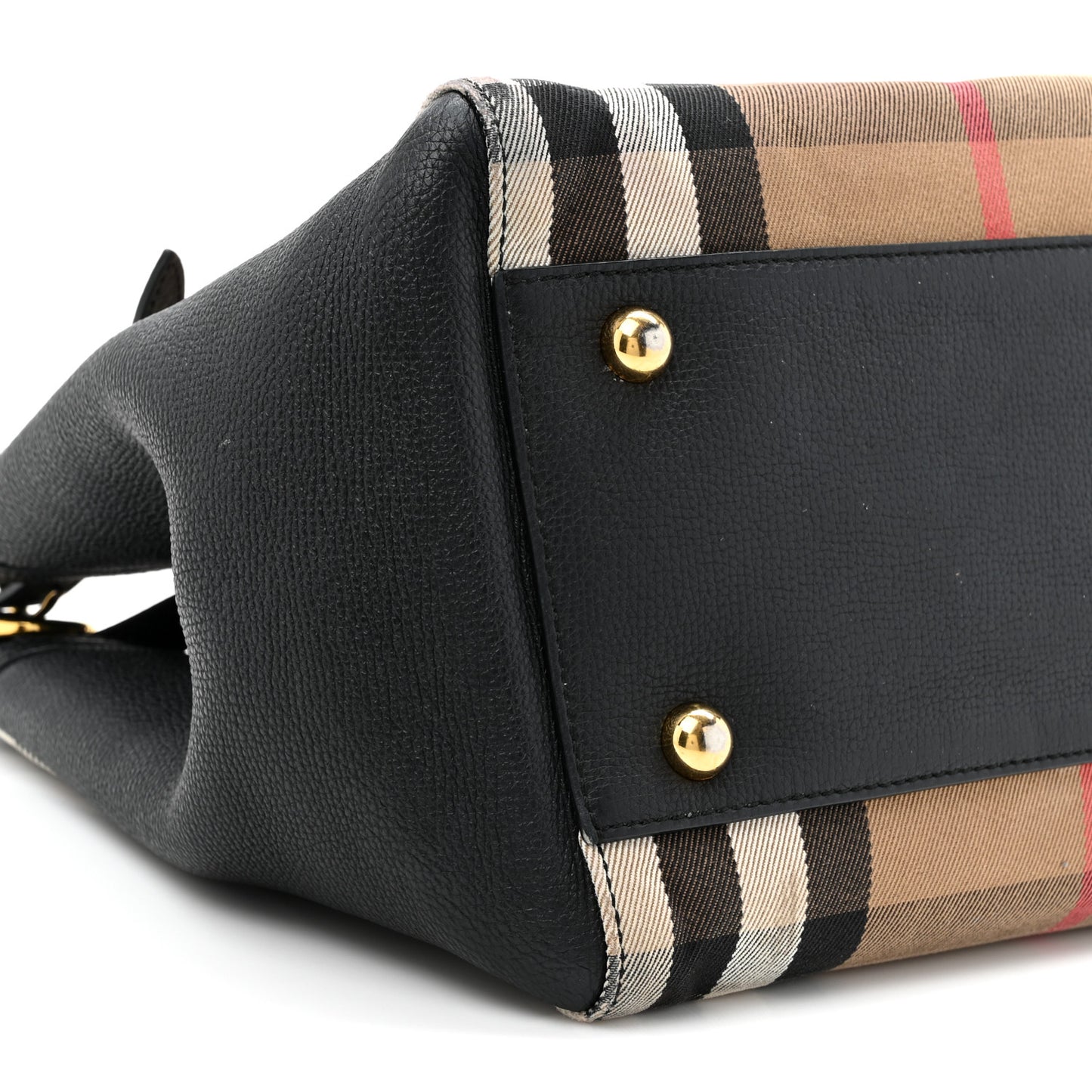 Grainy Calfskin House Check Small Canterbury Tote Black