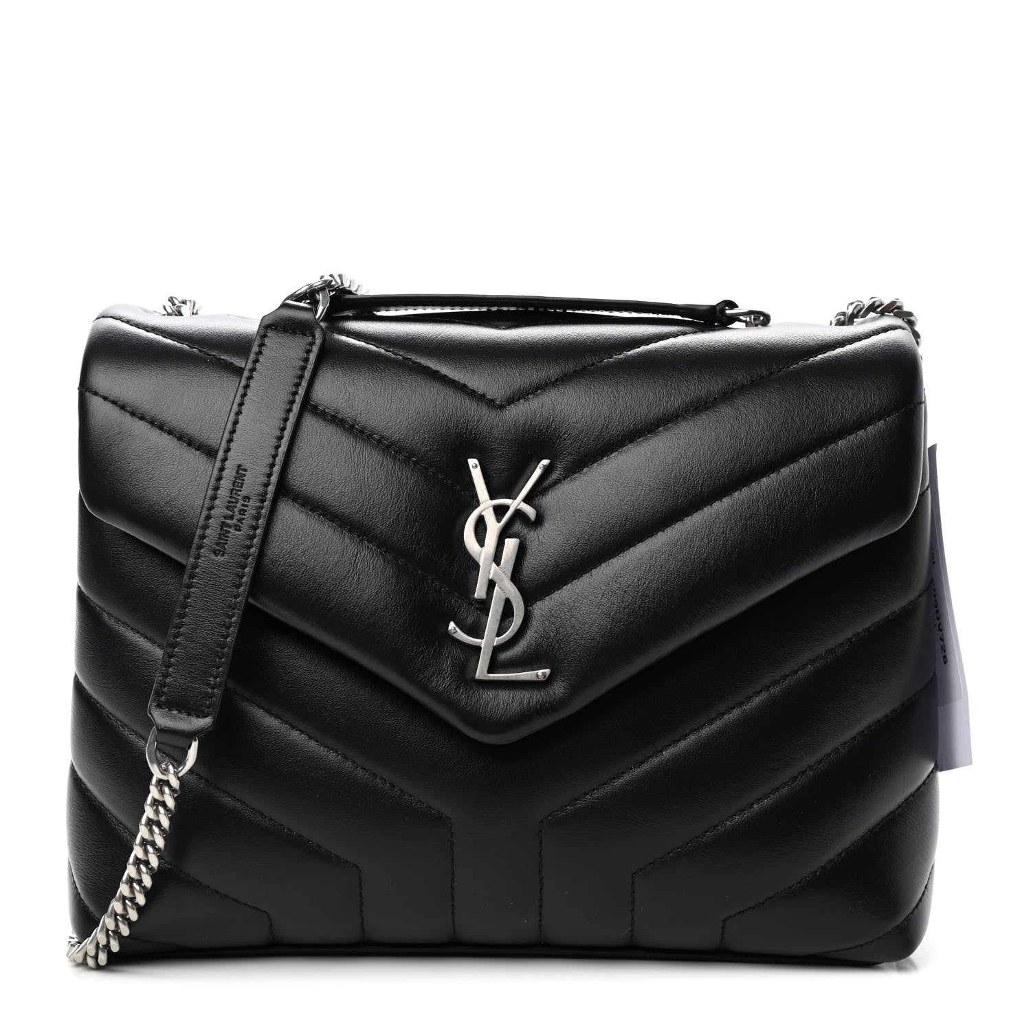Saint Laurent Calfskin Y Quilted Monogram Small Loulou Chain Satchel Black 1 of 4
