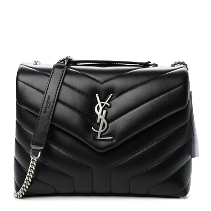 Saint Laurent Calfskin Y Quilted Monogram Small Loulou Chain Satchel Black 1 of 4