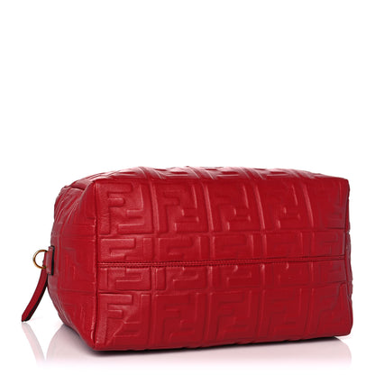 Fendi Nappa FF 1974 Embossed Small Boston Fragola 3 of 11