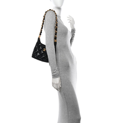 Chanel Shiny Crumpled Lambskin Quilted Small CC Funky Town Hobo Black 2 of 11