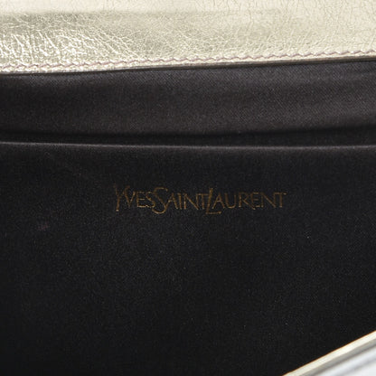 Saint Laurent Metallic Calfskin Large Belle De Jour Clutch Silver Gold 6 of 12