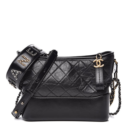 Chanel Aged Smooth Calfskin Quilted Medium Gabrielle Logo Hobo Black 1 of 10