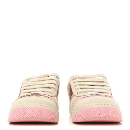 Gucci Calfskin GG Supreme Crystals Web Screener Sneakers 40 Beige Ebony Wild Rose 2 of 8