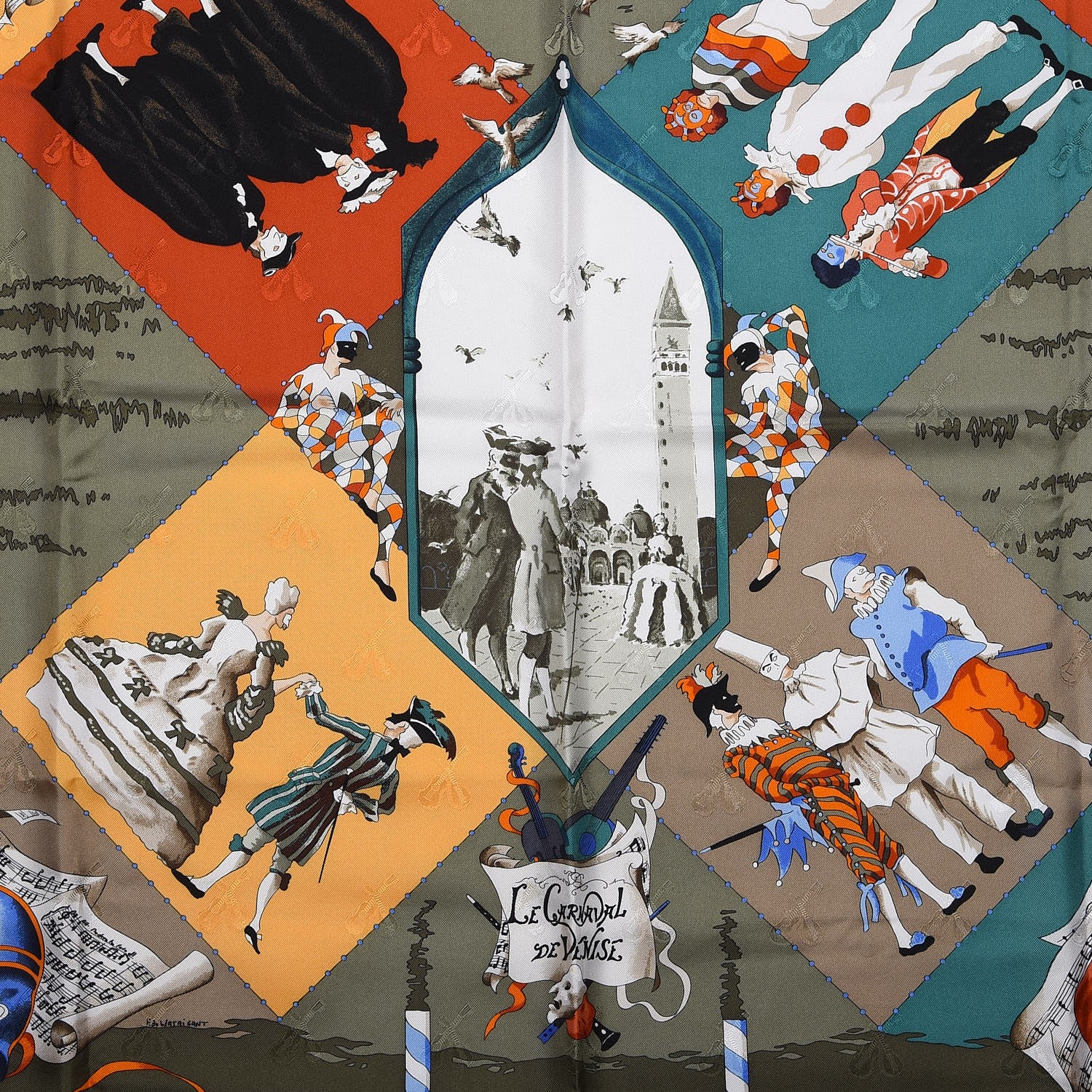 Hermes Silk Le Carnaval de Venise Scarf 90 7 of 9