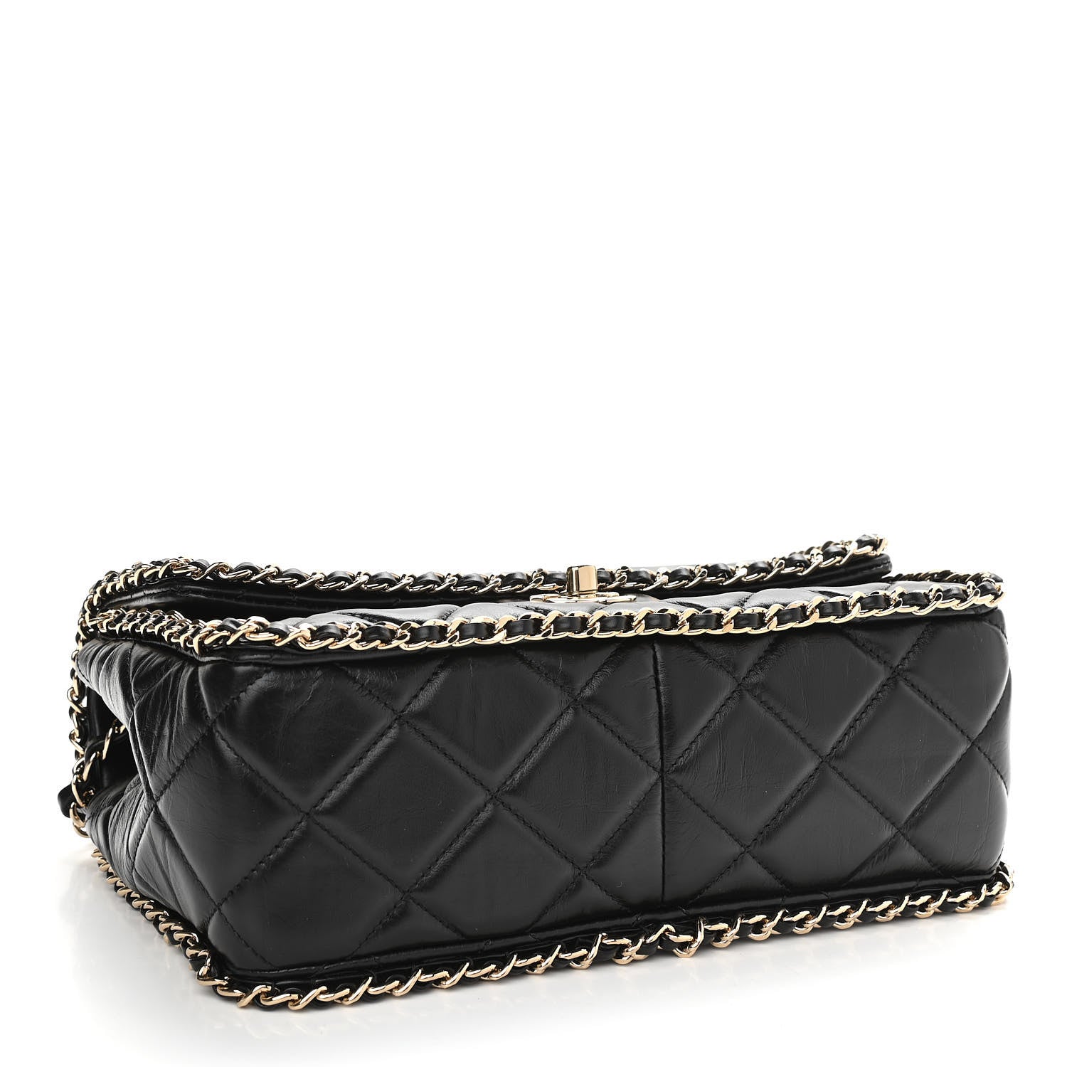 Chanel Crumpled Calfskin Medium Chain All Over Flap Black 3 of 14