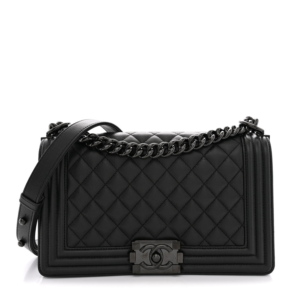 Caviar Quilted Medium Boy Flap So Black