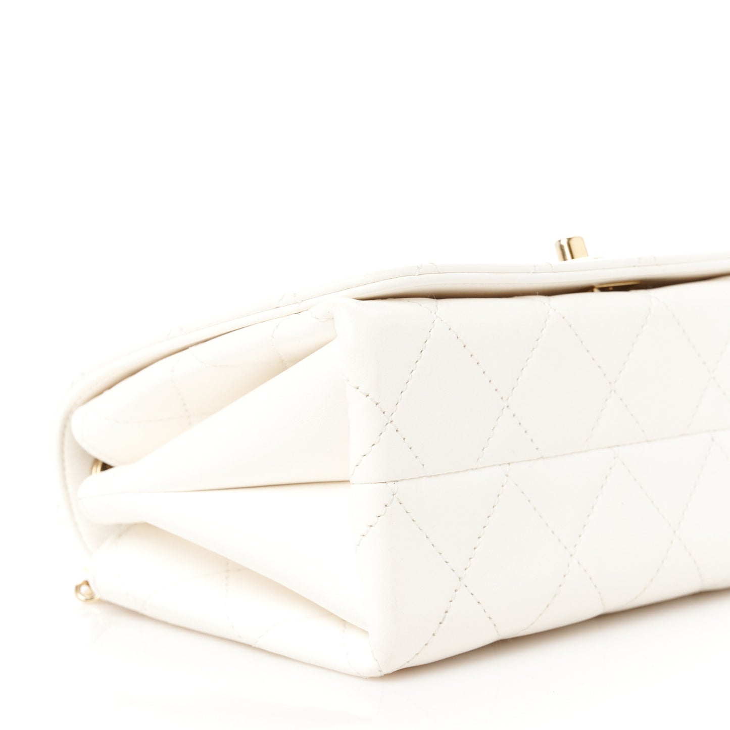 Calfskin Quilted Enamel Chain Flap White