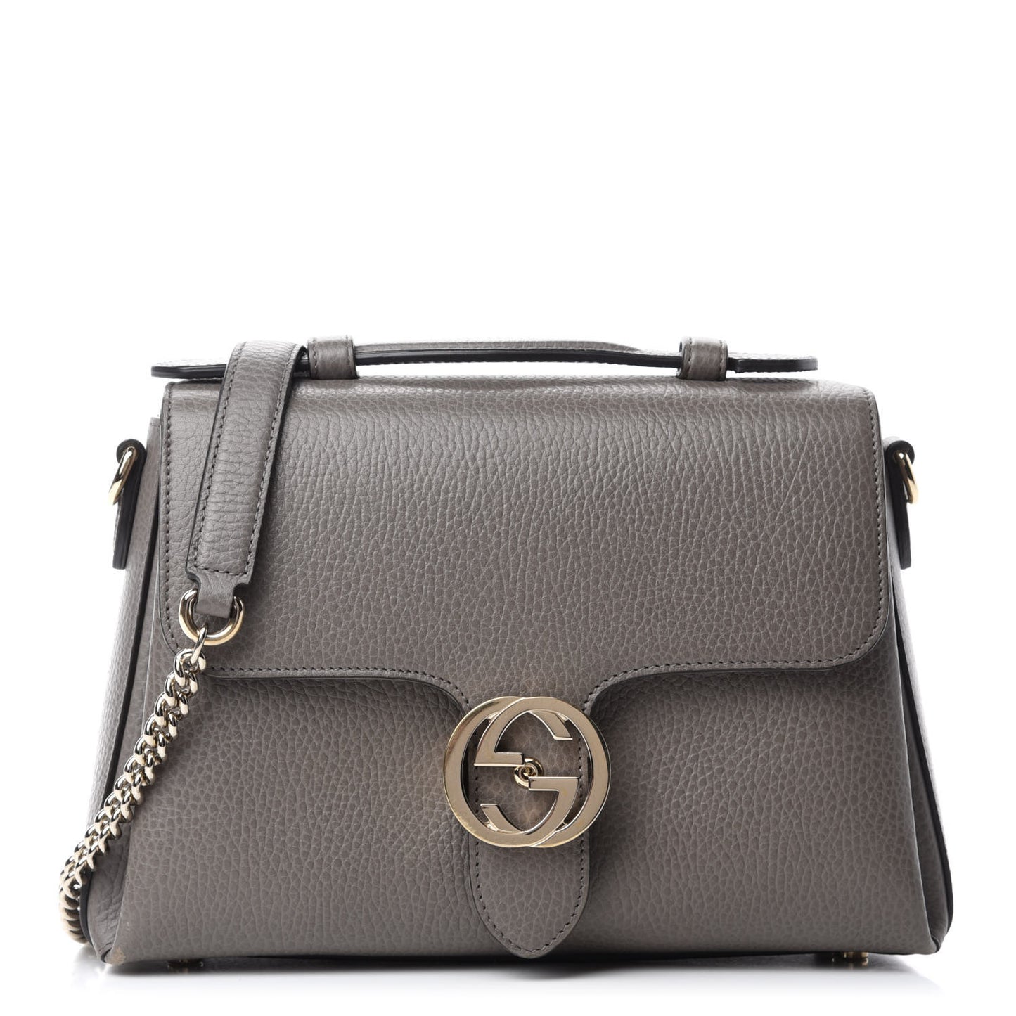 Dollar Calfskin Interlocking G Top Handle Shoulder Bag Loess