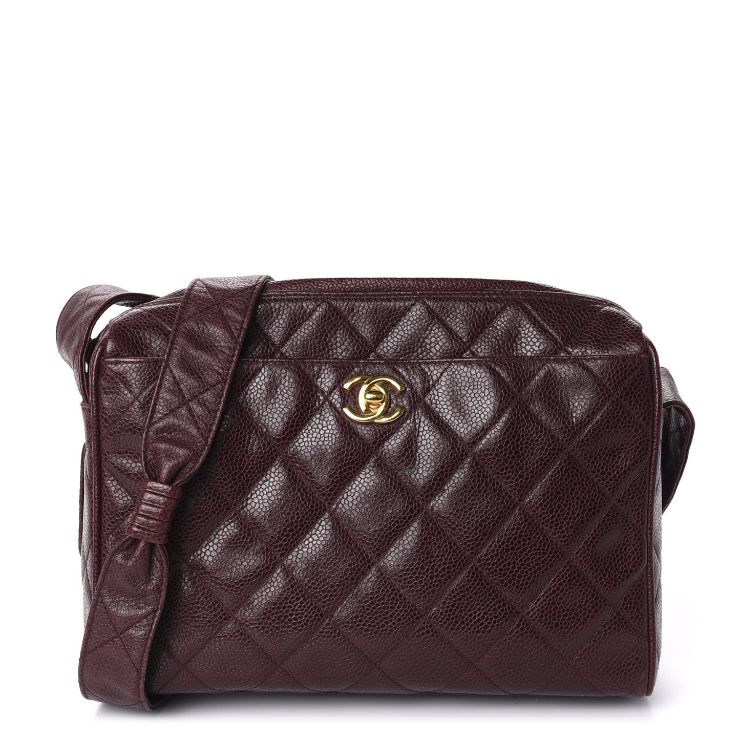 Caviar Quilted Camera Case Burgundy