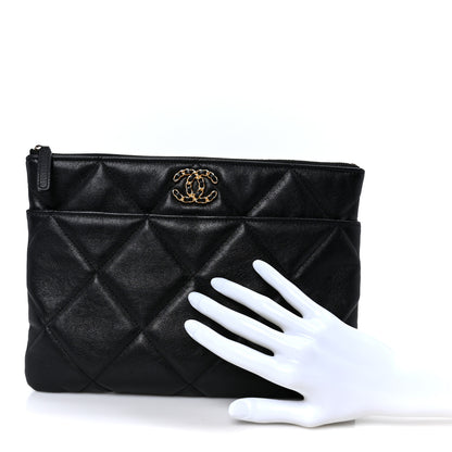 Chanel Goatskin Quilted Chanel 19 Pouch Black 2 of 9