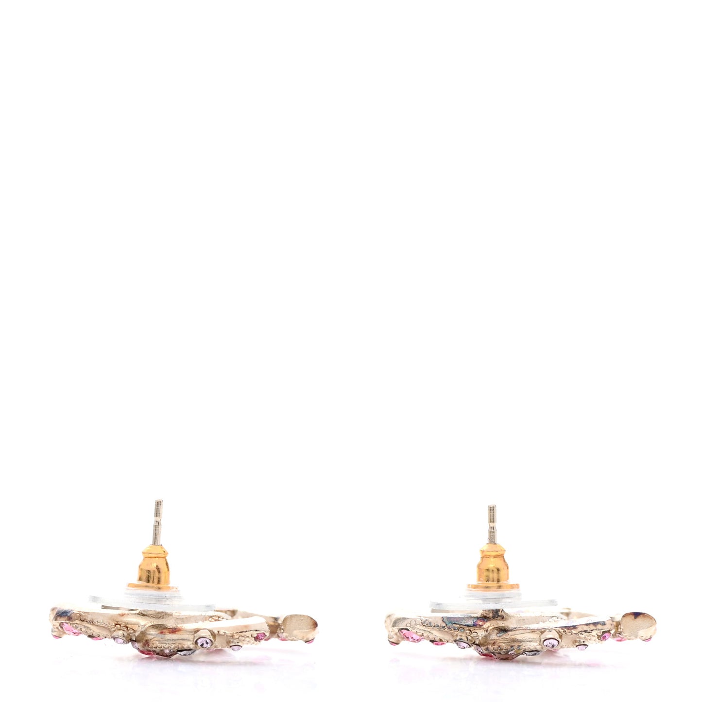 Crystal Twisted CC Earrings Pink Gold