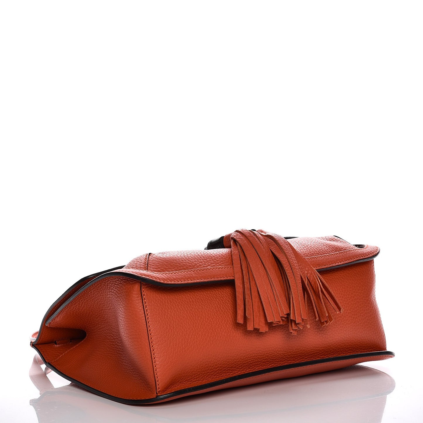 Cellarius Calfskin Medium Bamboo Daily Flap Shoulder Bag New Dark Orange