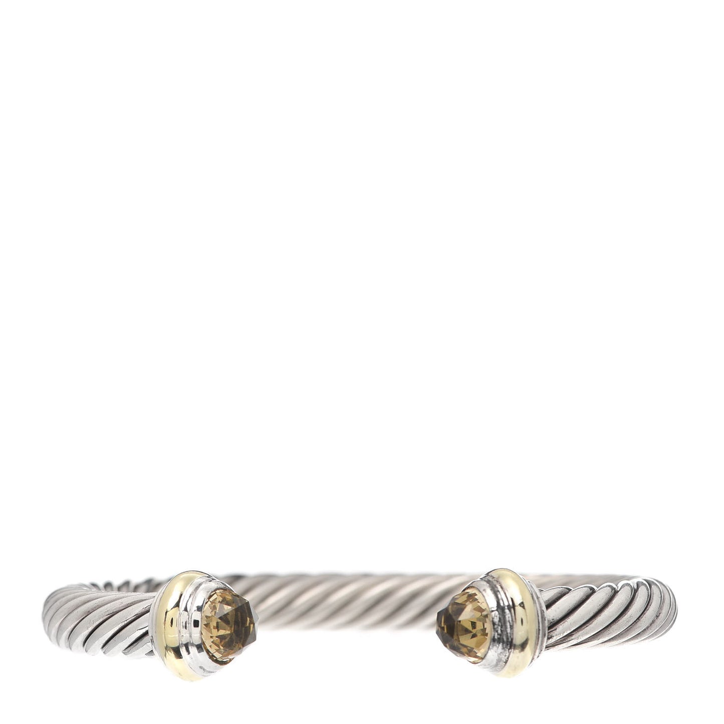 Sterling Silver 14K Yellow Gold Lemon Citrine 7mm Cable Classics Bracelet