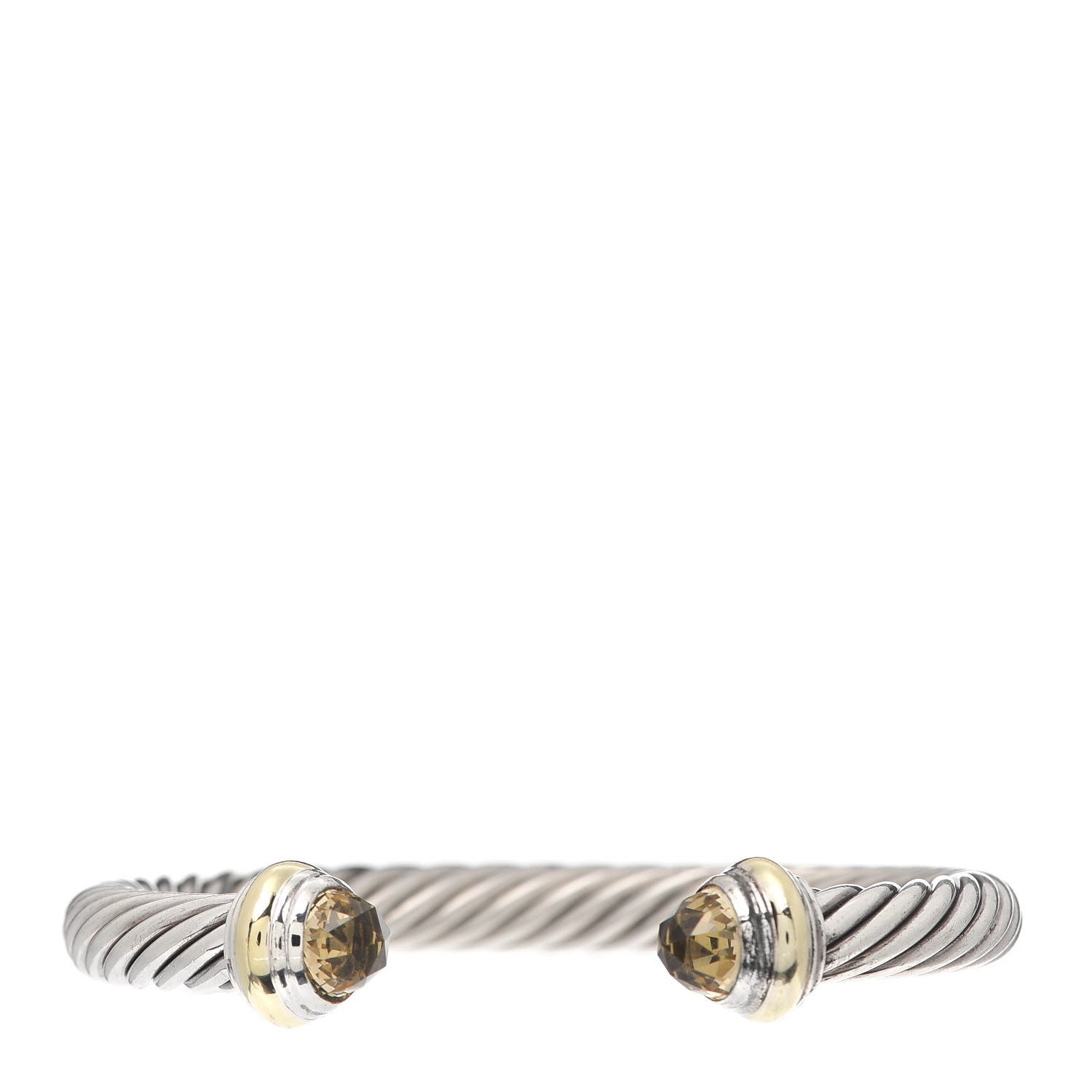 David Yurman Sterling Silver 14K Yellow Gold Lemon Citrine 7mm Cable Classics Bracelet 1 of 5