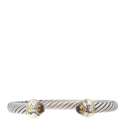 David Yurman Sterling Silver 14K Yellow Gold Lemon Citrine 7mm Cable Classics Bracelet 1 of 5