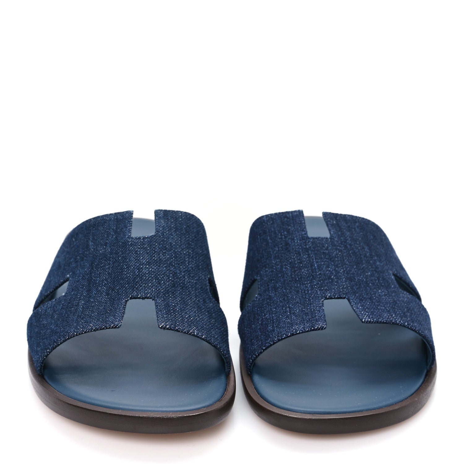 Hermes Denim Calfskin Mens Izmir Sandals 42.5 Bleu Brut Bleu Celeste 3 of 10