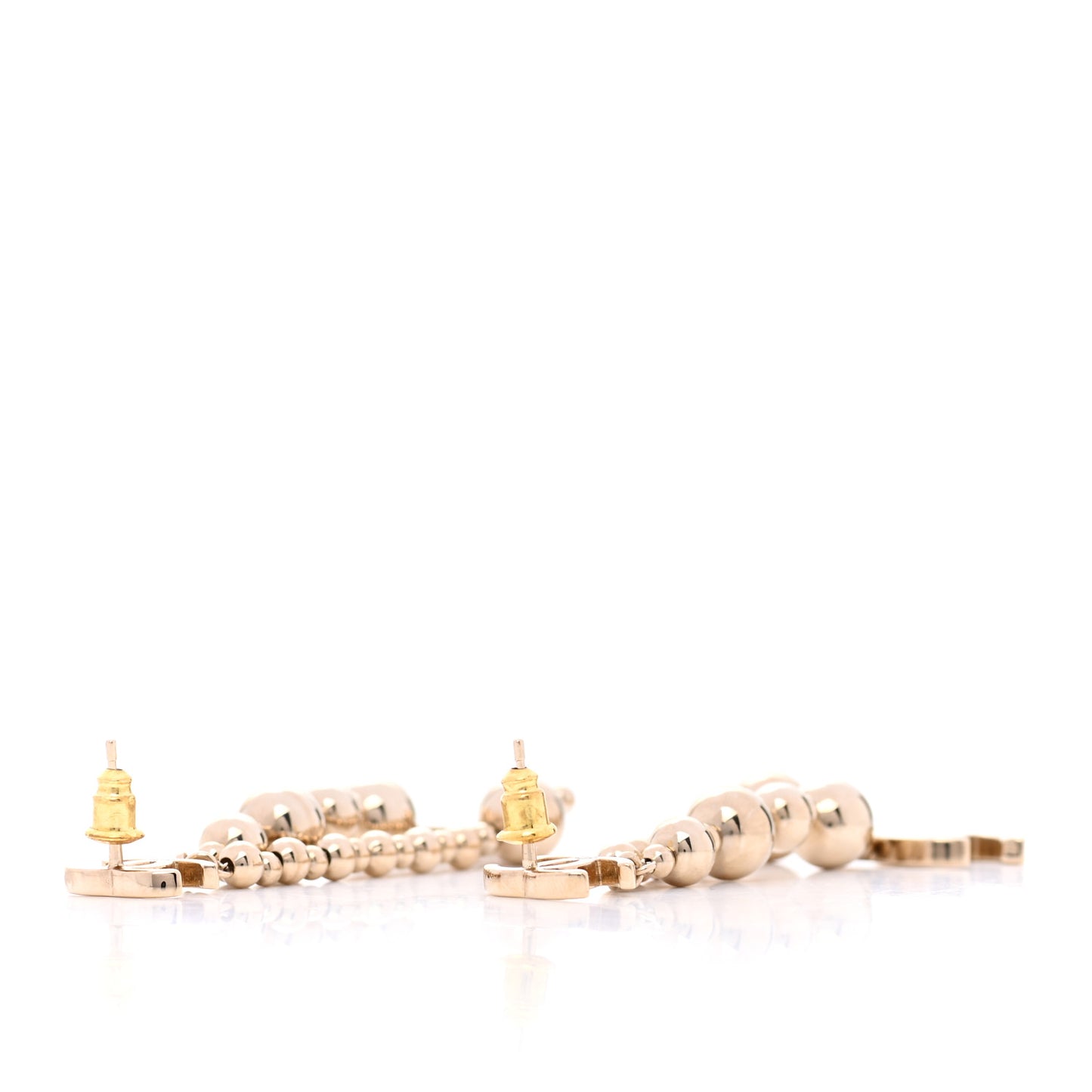 Metal CC Bead Drop Earrings Gold