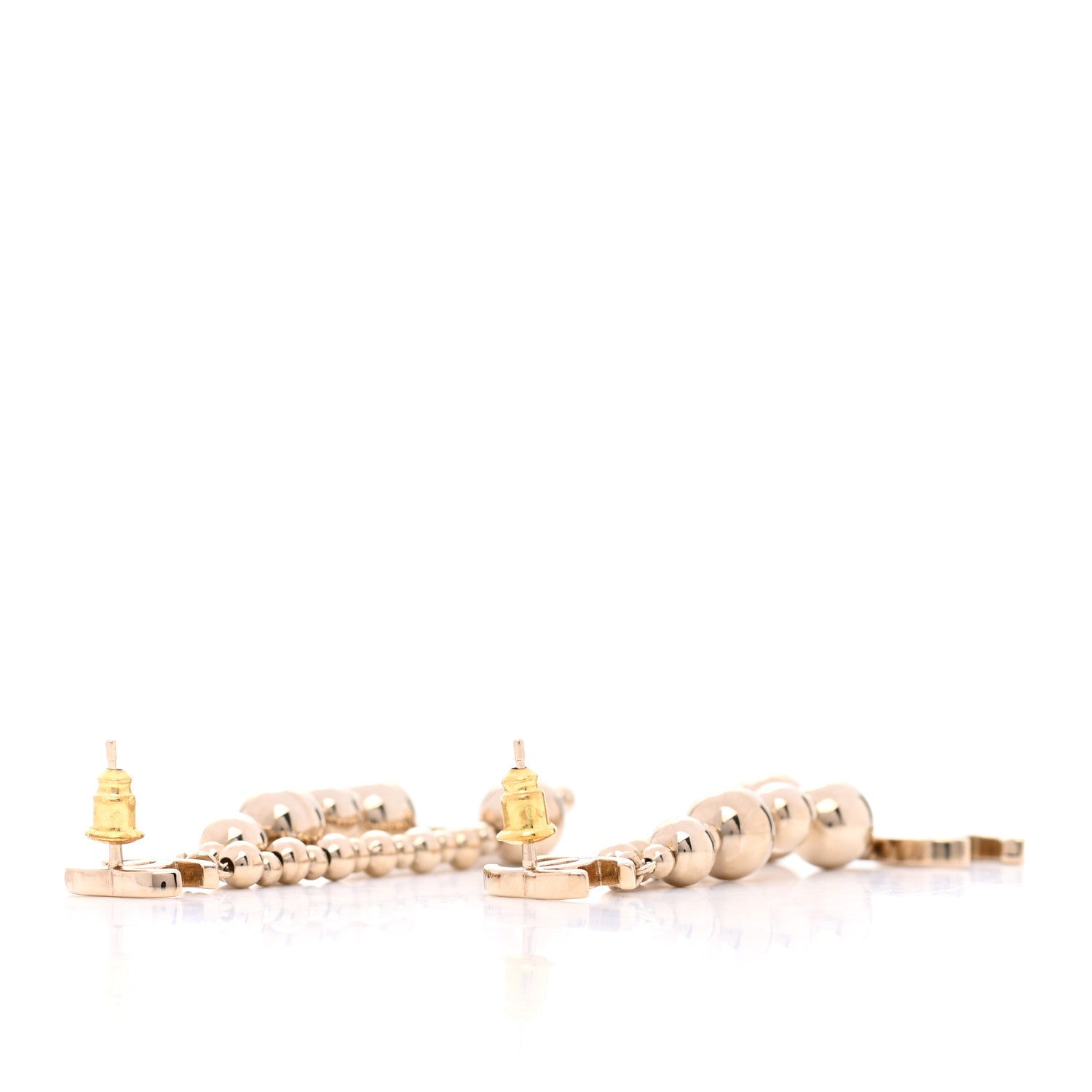 Chanel Metal CC Bead Drop Earrings Gold 3 of 4