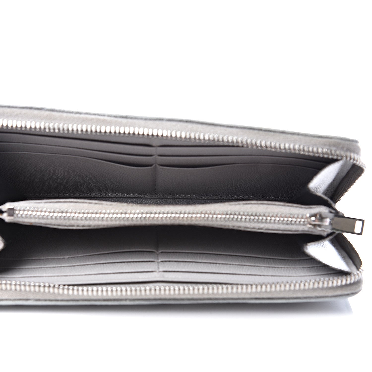 Saint Laurent Grain De Poudre Matelasse Chevron Monogram Zip Around Wallet Granite 4 of 15