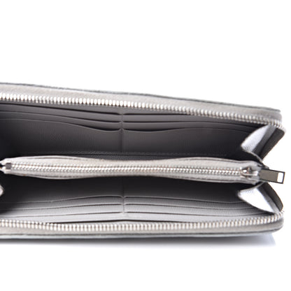 Saint Laurent Grain De Poudre Matelasse Chevron Monogram Zip Around Wallet Granite 4 of 15