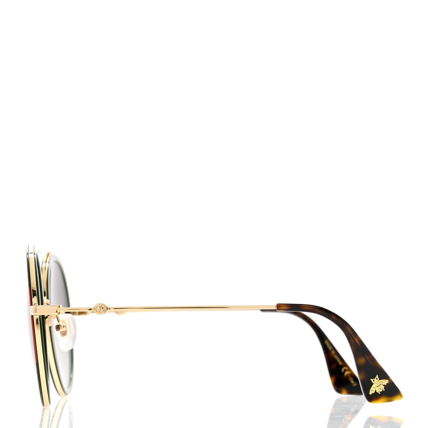 Gucci Metal Round Frame Sunglasses GG0061S Green Red 3 of 8