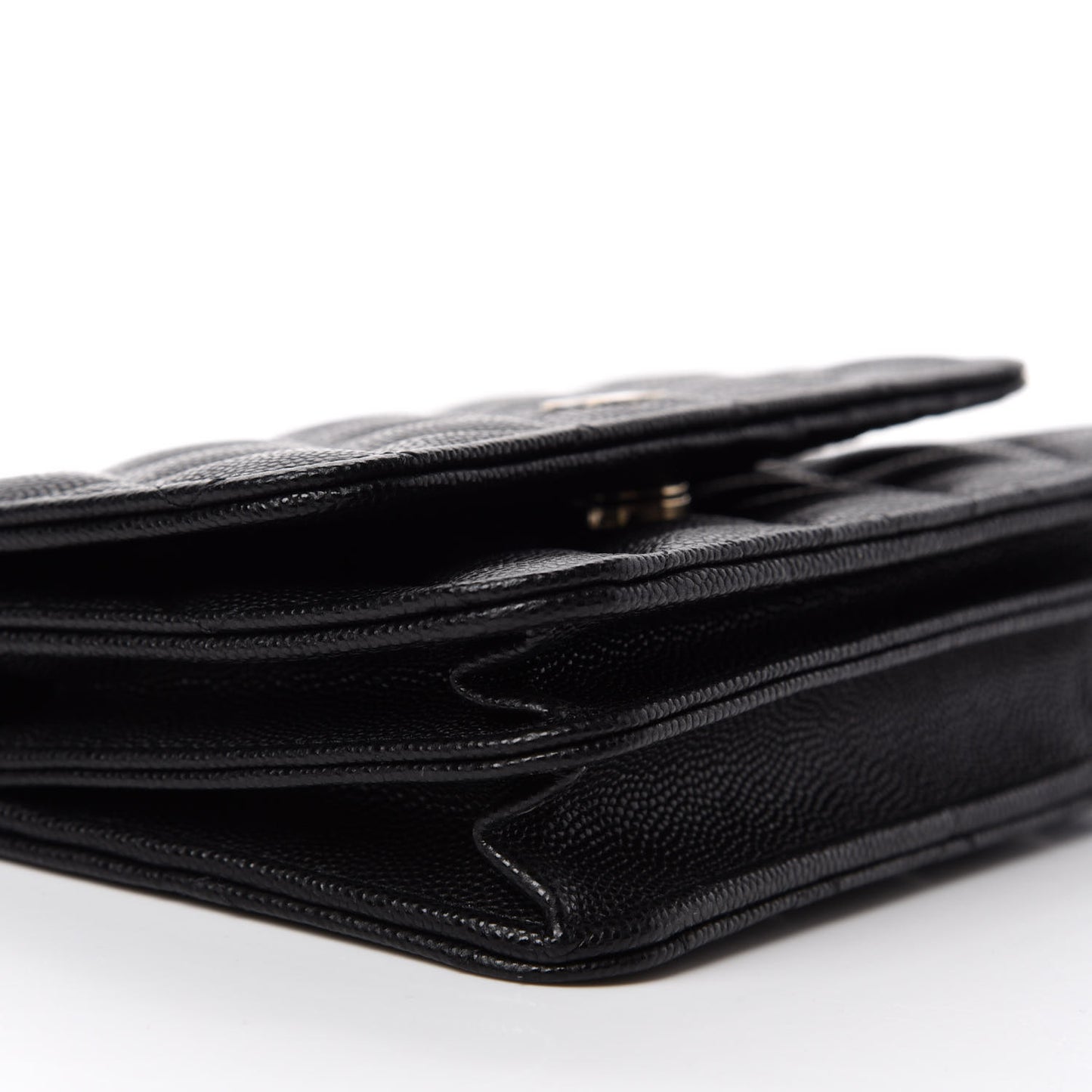 Caviar Quilted Mini Wallet On Chain WOC Black