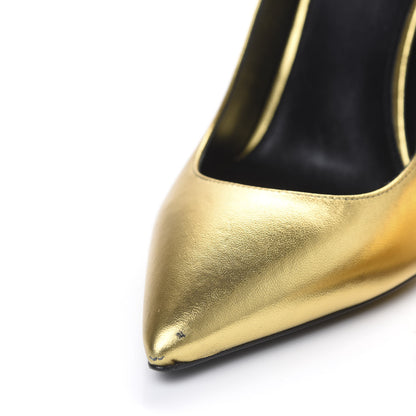 Saint Laurent Calfskin Opyum 100 Pumps 41 Gold 9 of 10