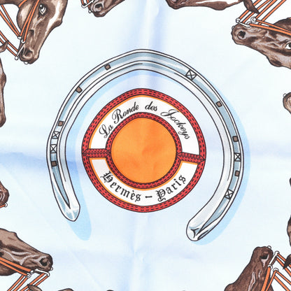 Hermes Silk La Ronde Des Jockeys Scarf 90 Orange Blue 2 of 5