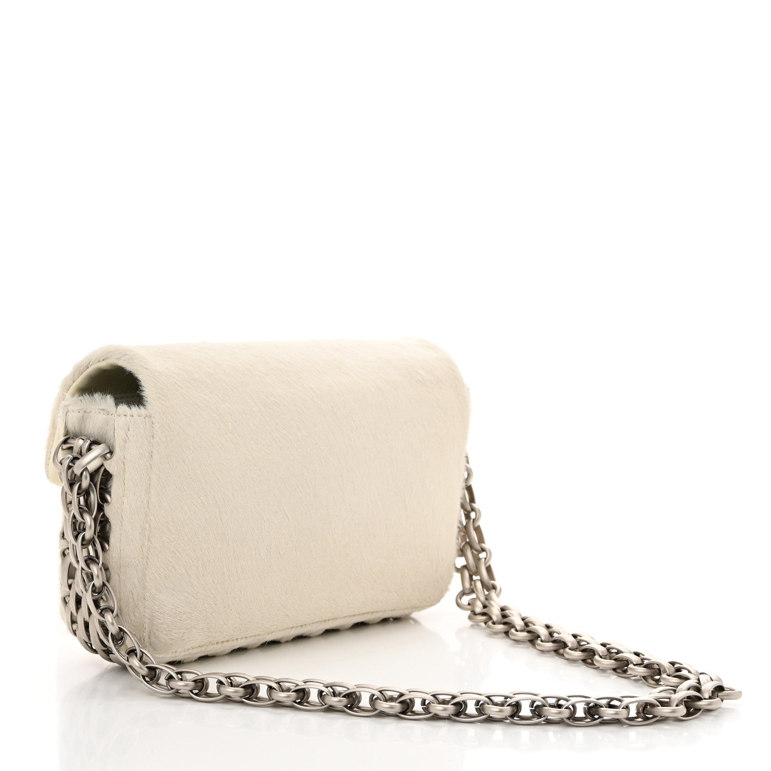 Chanel Pony Hair Baguette Crystal CC Flap Bag White 3 of 10
