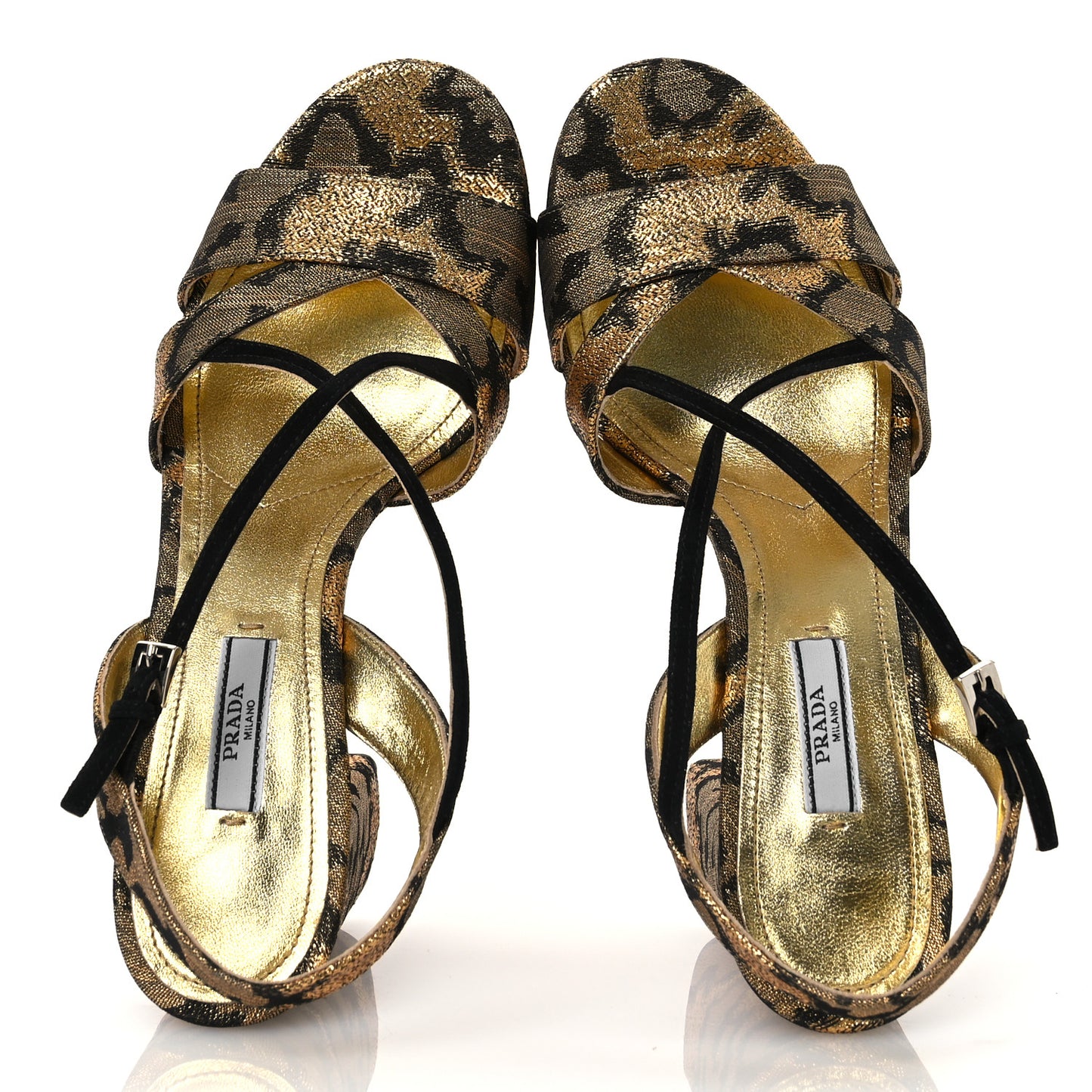 Jacquard Lurex Platform Pumps 40 Gold
