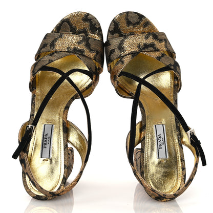 Prada Jacquard Lurex Platform Pumps 40 Gold 2 of 9