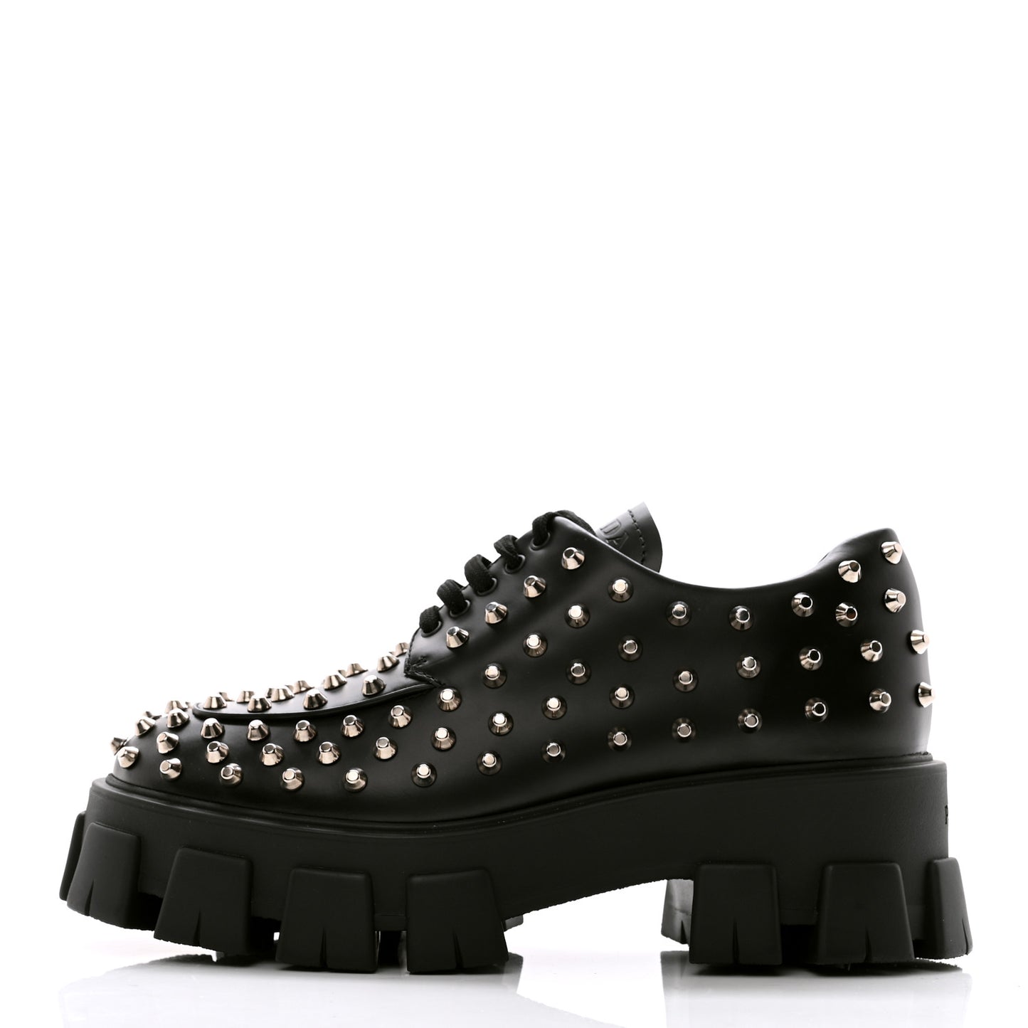 Spazzolato Rois Studded Lace Up Monolith 55mm Derby Loafers 39 Black