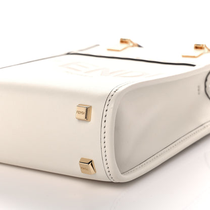 Fendi Vitello King Plexiglass Logo Embossed Mini Fendi Sunshine Shopper Tote White Ice 10 of 10