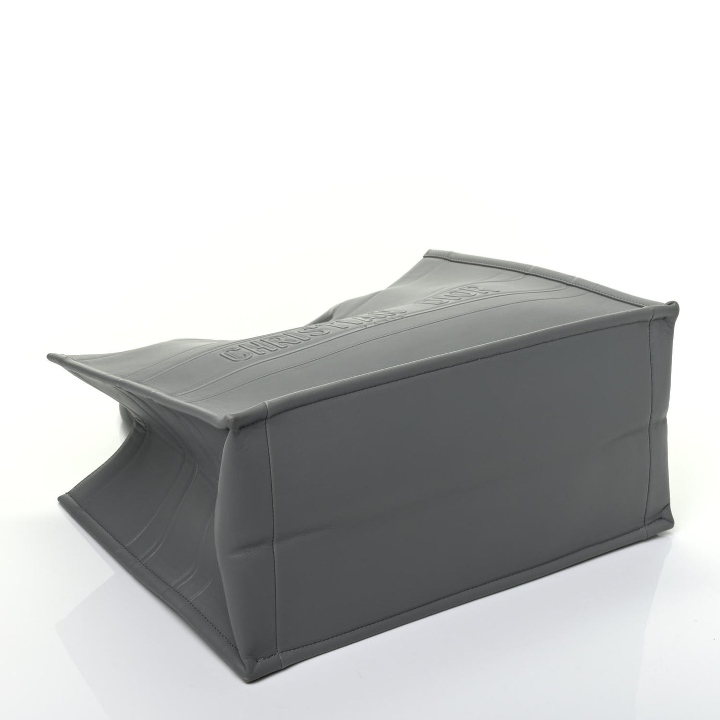 Calfskin Embossed Medium Book Tote Grey Stone