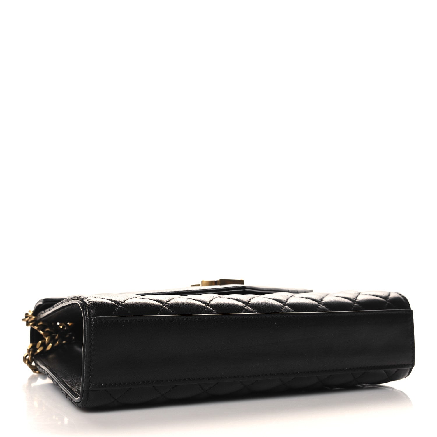 Saint Laurent Lambskin Mixed Matelasse Triquilt Medium Monogram Satchel Black 4 of 9