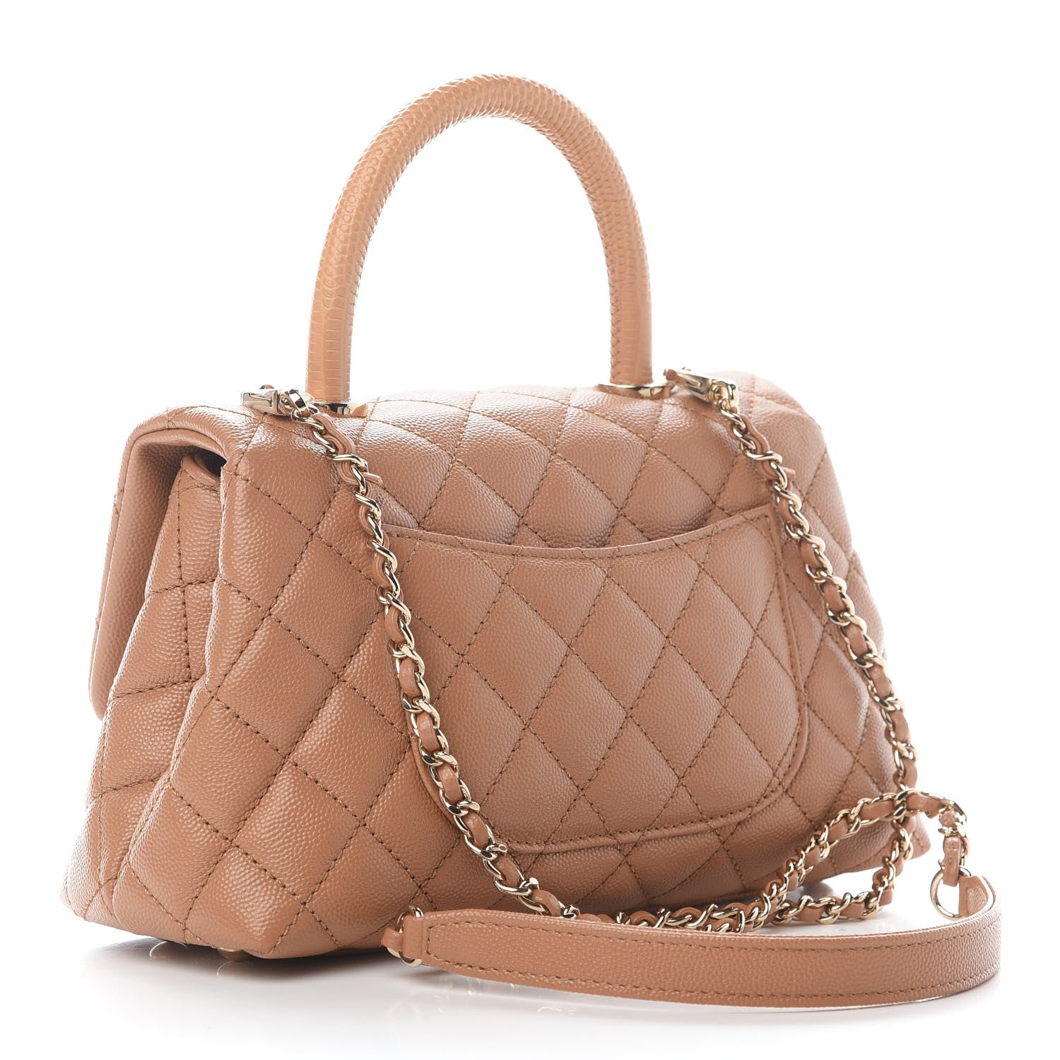 Chanel Caviar Quilted Lizard Embossed Mini Coco Handle Flap Brown 2 of 9