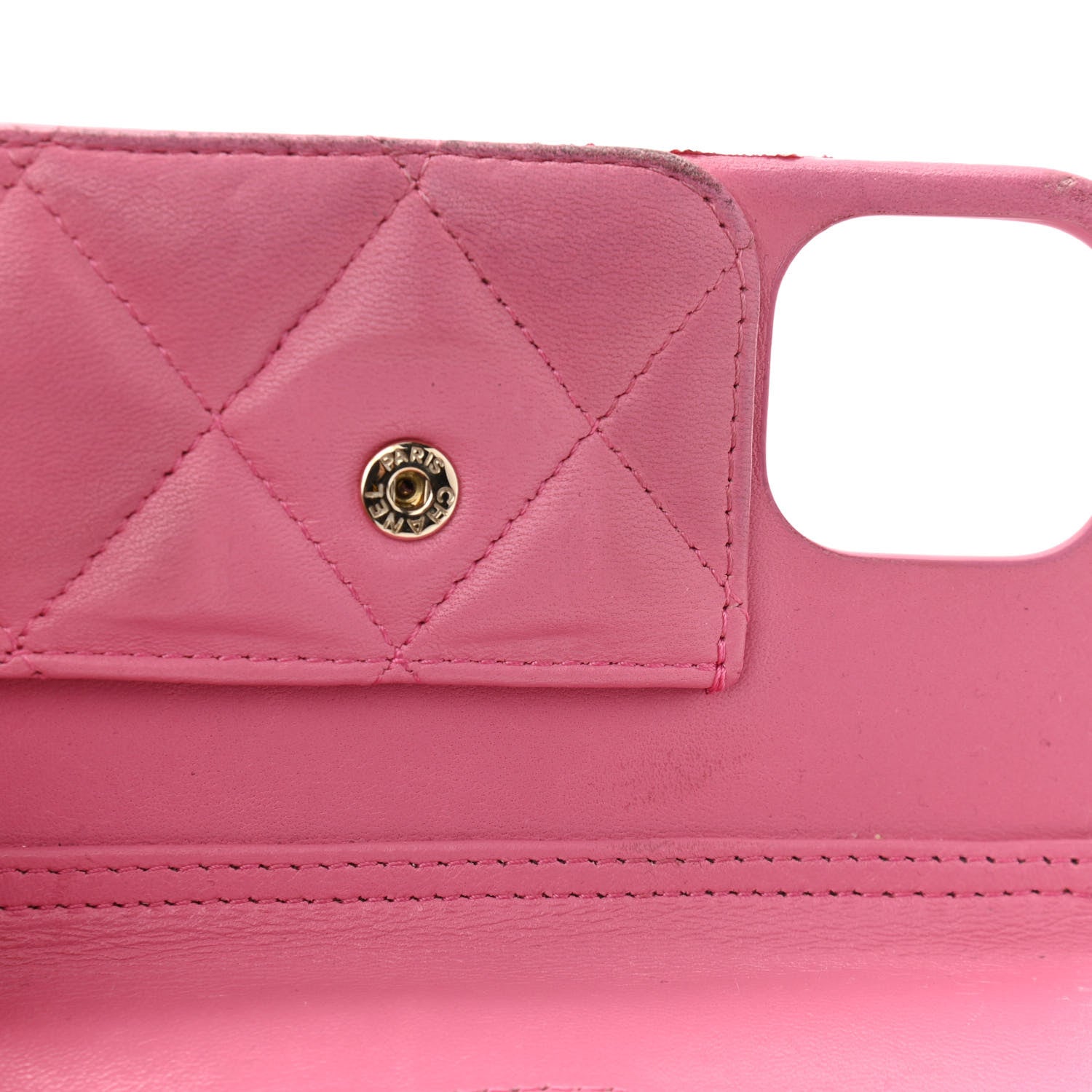 Chanel Lambskin Quilted Pearl Crush iPhone XII Pro Holder With Chain Pink 13 of 16