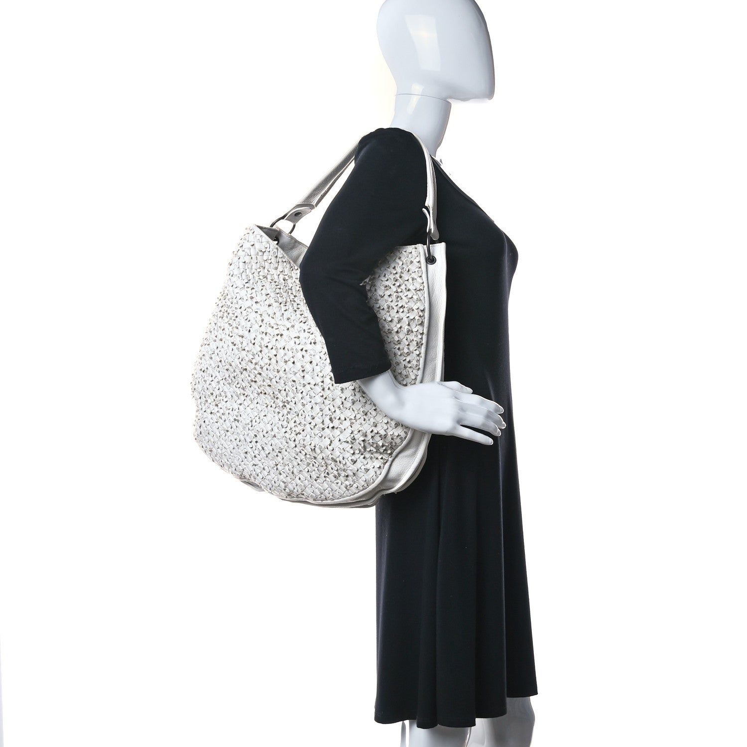 Bottega Veneta Nappa Intrecciato Large Loop Hobo White 2 of 16