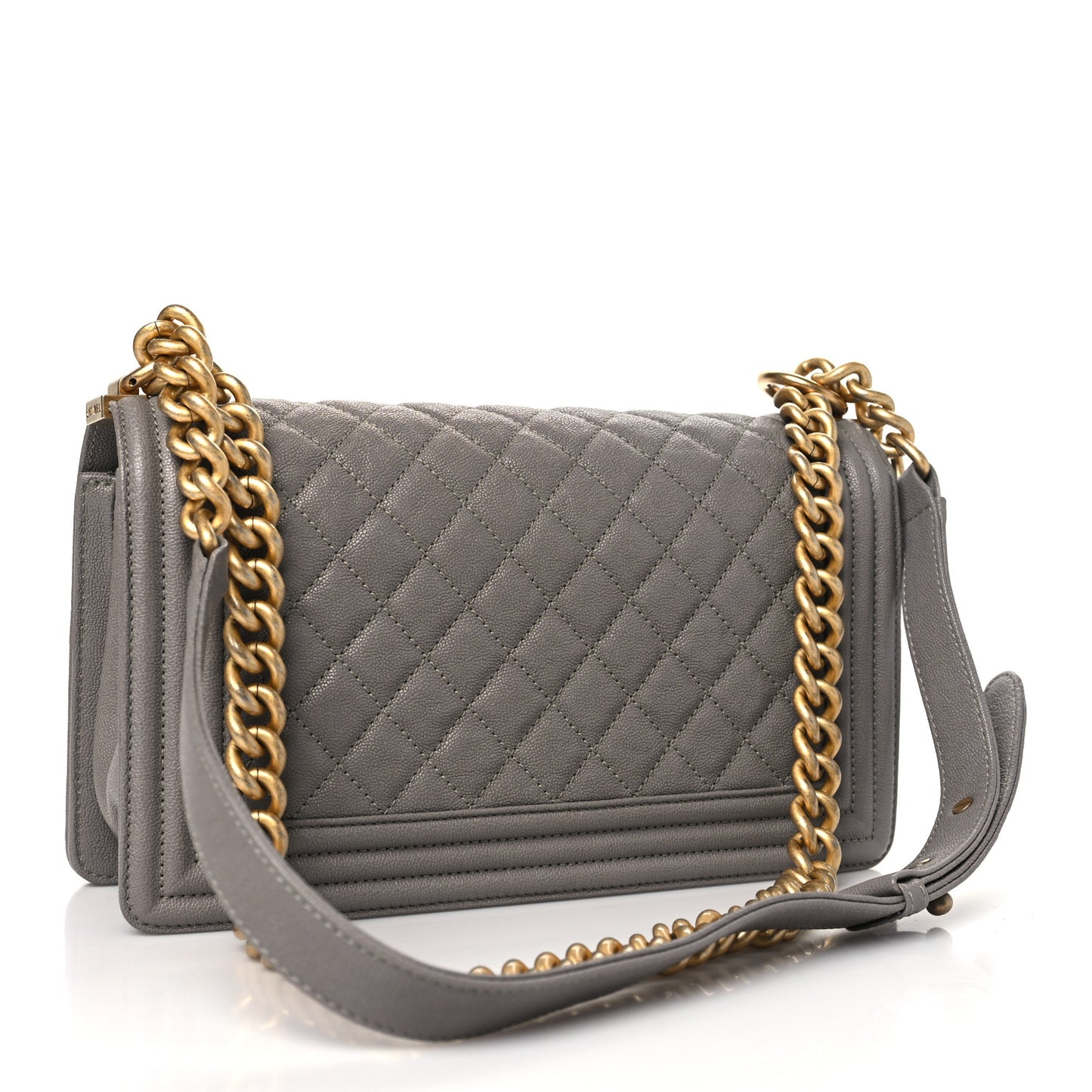 Caviar Quilted Medium Boy Flap Grey