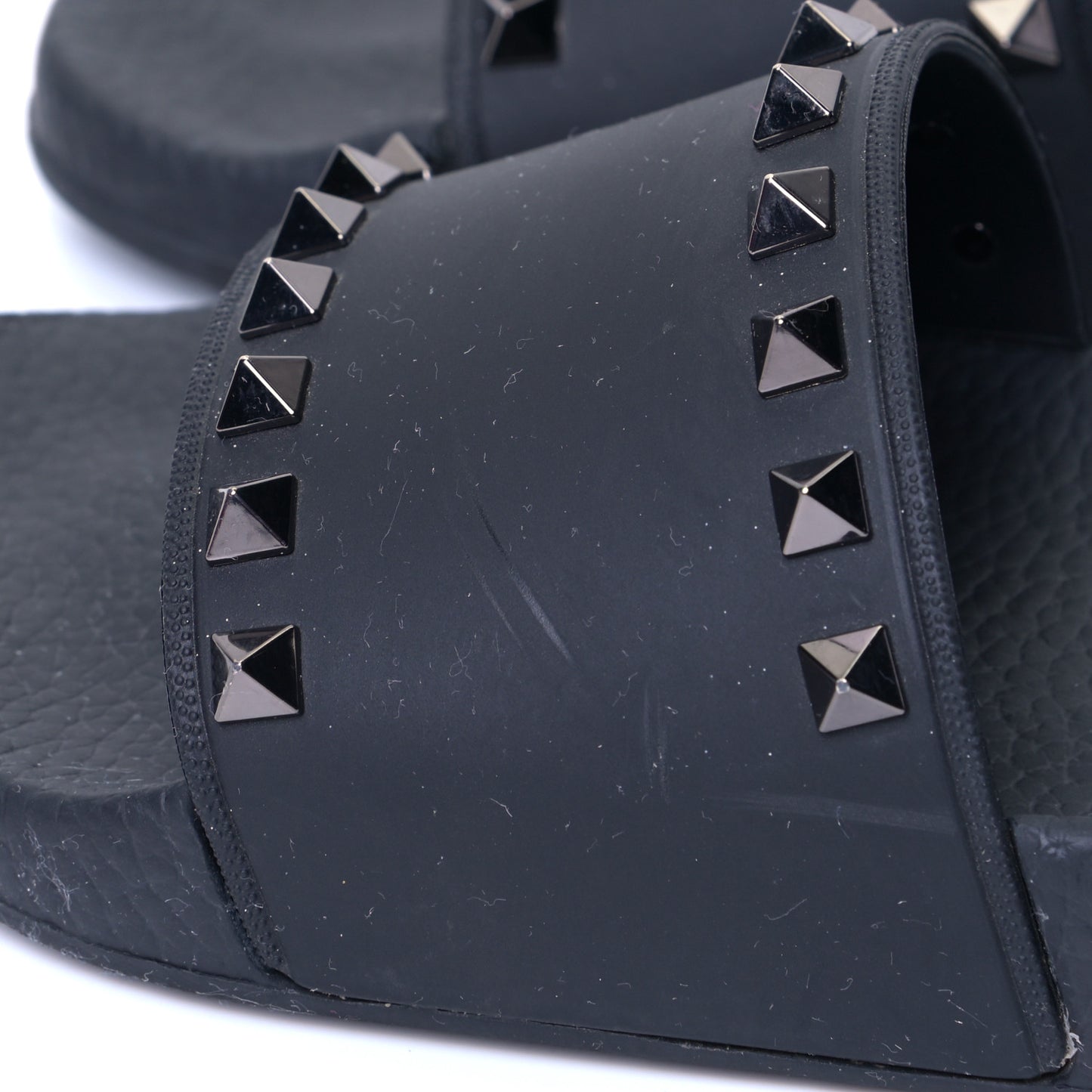 Rubber Rockstud Slide Sandals 38 Black