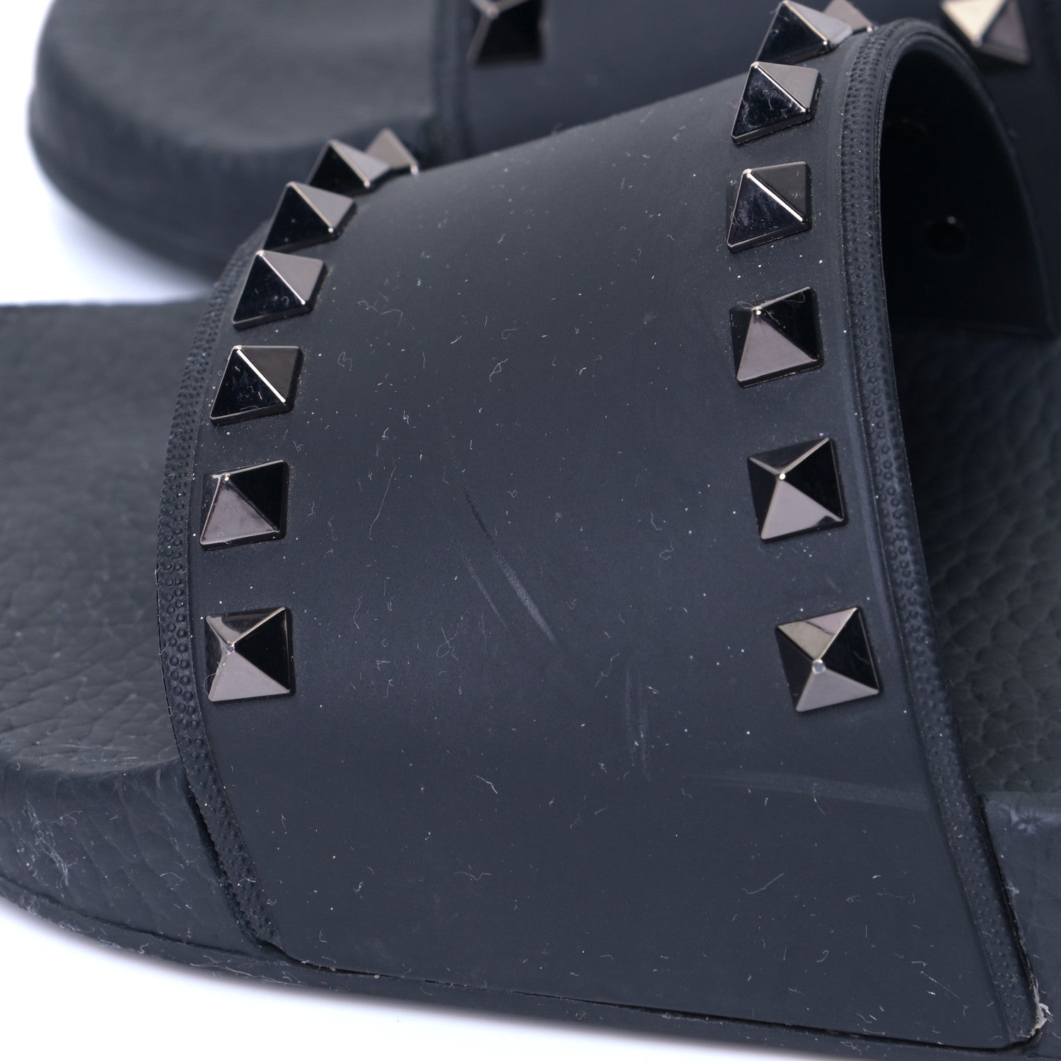 Valentino Garavani Rubber Rockstud Slide Sandals 38 Black 5 of 6