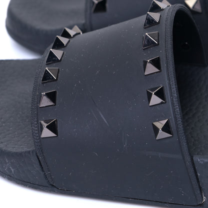 Valentino Garavani Rubber Rockstud Slide Sandals 38 Black 5 of 6