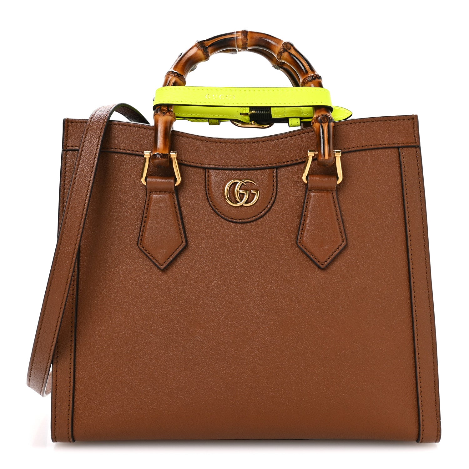 Gucci Wonka Grain Calfskin Small Diana Tote Bag Cuir Yellow Fluo 1 of 11