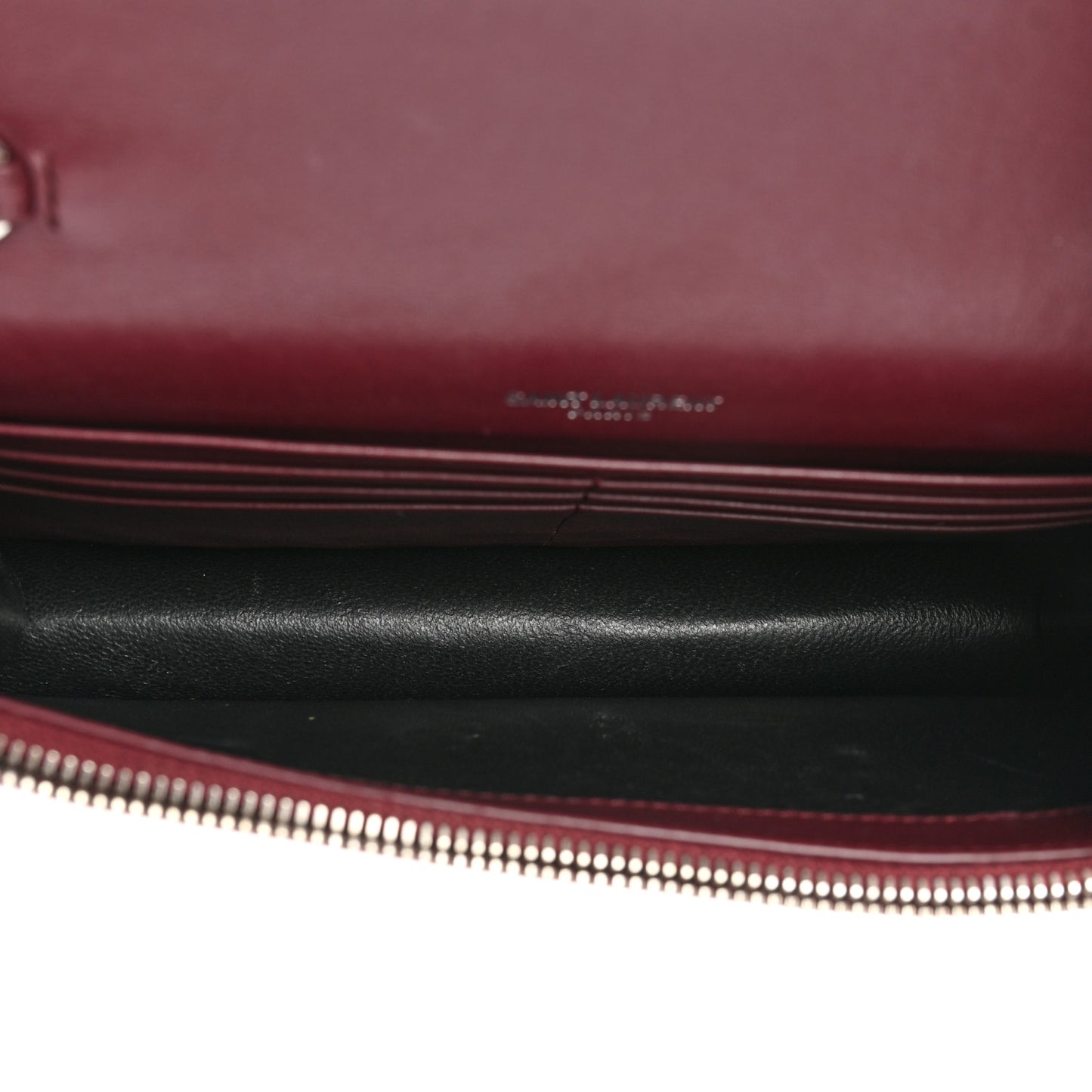 Calfskin Crocodile Embossed Kate Monogram Tassel Chain Wallet Rouge Legion